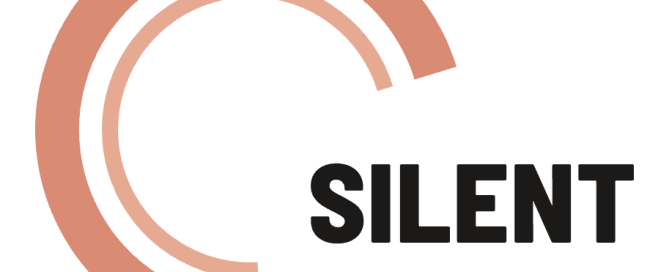 The Silent Lens logo: two large concentric terracotta rings forming a camera lens, with the wordmark SILENT over LENS in heavy dark-ink condensed type set at the lower right.